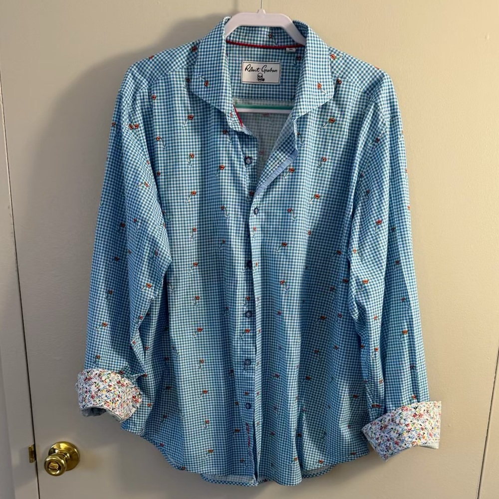 Robert Graham Men’s SIP IT Long Sleeve Tailored Fit Stretch Shirt (3XL)